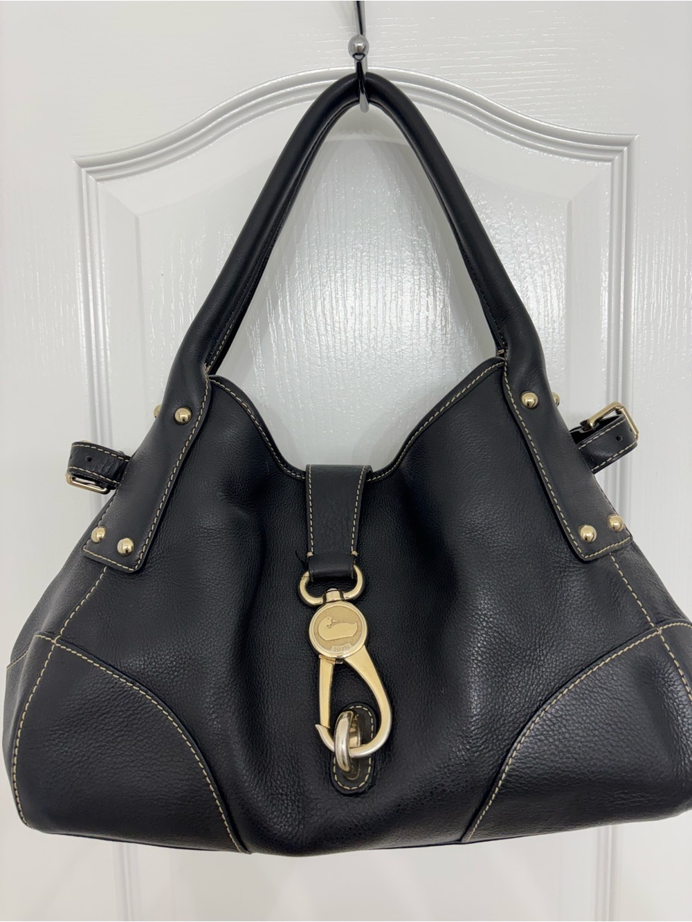 Dooney & Bourke Black Shoulder Bag with Gold Hardware